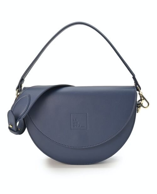 Saddle bag de piel color azul oscuro Leandra