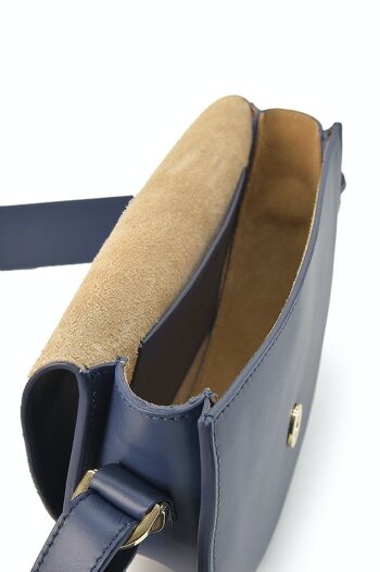 Sac besace Leandra en cuir bleu foncé 3