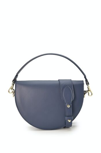 Sac besace Leandra en cuir bleu foncé 4