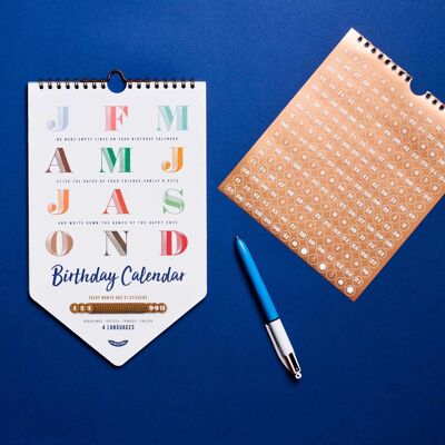 BIRTHDAY CALENDAR | GEBURTSTAGS-KALENDER | 4 Sprachen | 28x17cm | Stratier