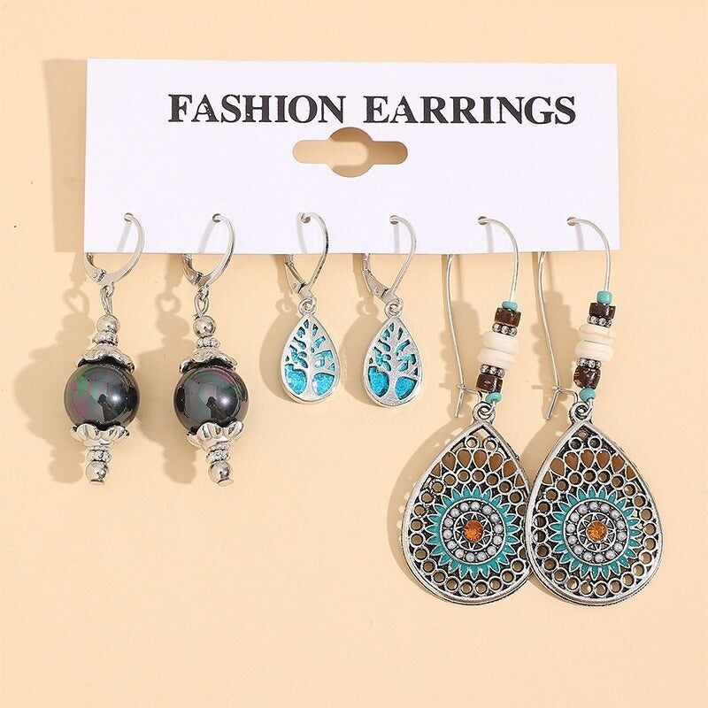 Set di orecchini a goccia d'acqua etnici Boho