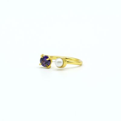 Anello di perle e cristallo verde naturale. viola . giallo . rosa