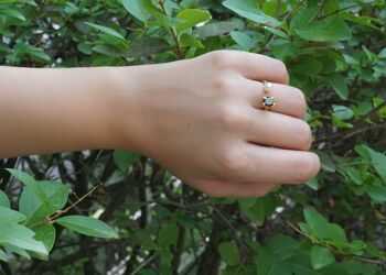 Bague perle et cristal vert naturel. violet . jaune . rose 3