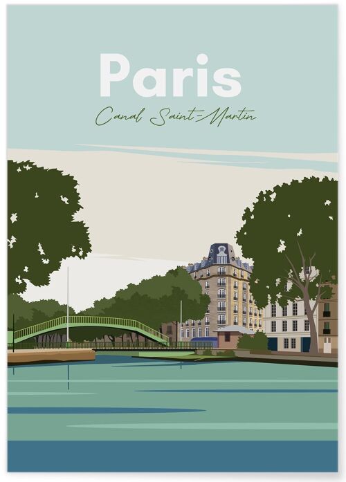 Affiche illustration de la ville de Paris - Canal Saint-Martin