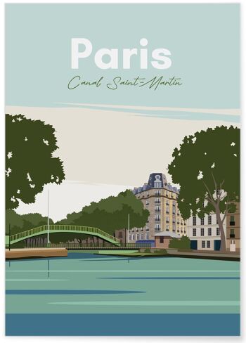 Affiche illustration de la ville de Paris - Canal Saint-Martin 1