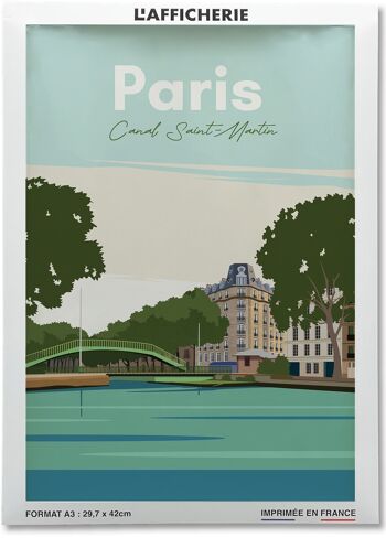 Affiche illustration de la ville de Paris - Canal Saint-Martin 2