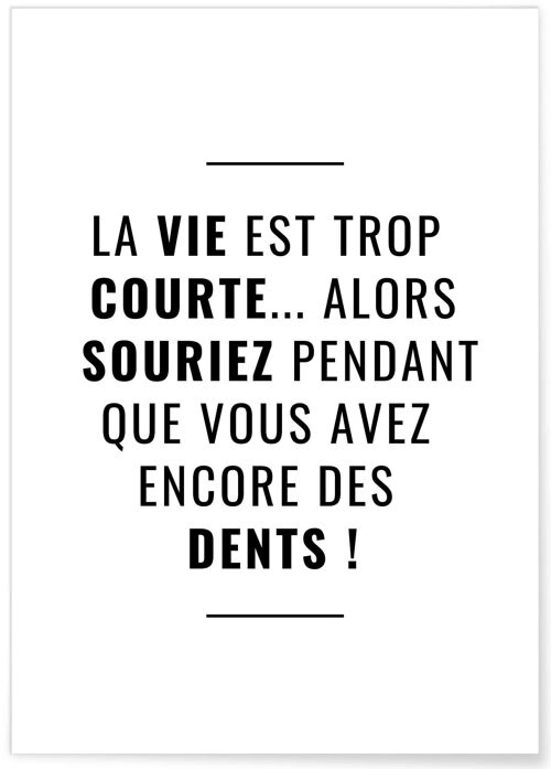 Affiche La vie est trop courte