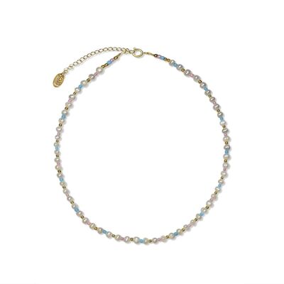 Collier CO88 perles multi couleurs pastel et perles IPG