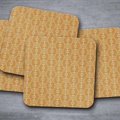 Gold and White Art Nouveau Coaster, Table Decor Drinks Mat
