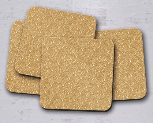 Gold and White Contemporary Design Coasters, Table Decor Drinks Mat