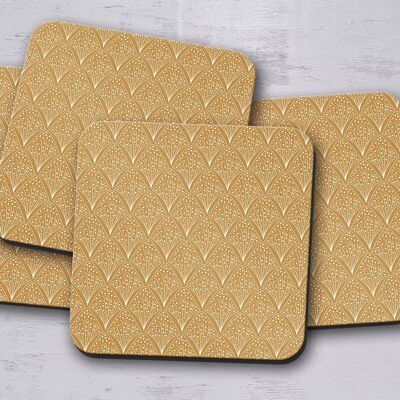 Gold and White Contemporary Design Coasters, Table Decor Drinks Mat