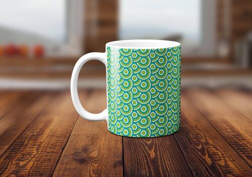 Green Retro 70's Design Mug, Tea or Coffee Cup