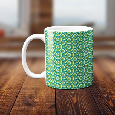 Green Retro 70's Design Mug, Tea or Coffee Cup
