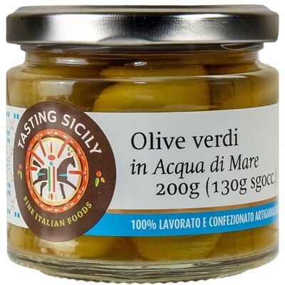Olives Vertes à l'Eau de Mer 200g (130g égouttés)