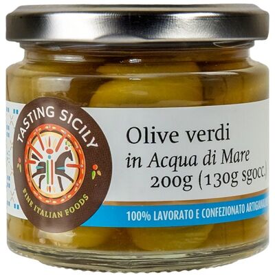 Olives Vertes à l'Eau de Mer 200g (130g égouttés)