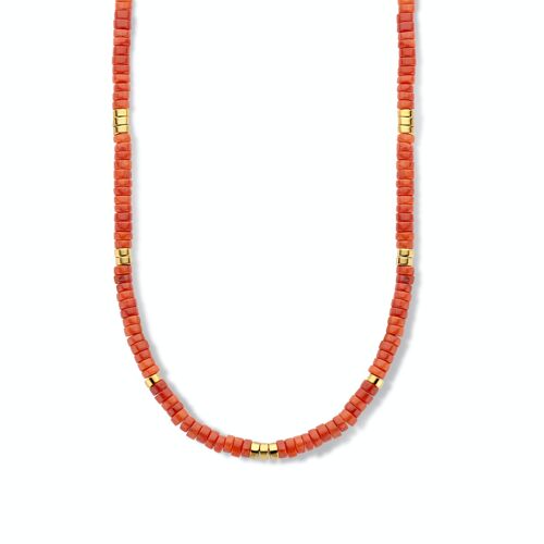 CO88 necklace w/ red coral beads IPG
