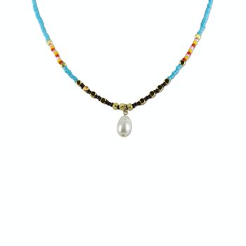 Collier CO88 perles colorées avec pendentif perle IPG