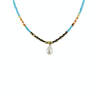 CO88 Halskette farbige Perlen mit Perlenanhänger IPG