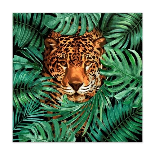 ADM - Stampa 'Leopardo nella giungla' -  Colore Verde - 80 x 80 x 3,5 cm