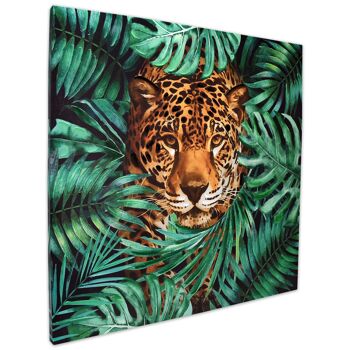 ADM - Affiche 'Léopard dans la jungle' - Couleur Vert - 80 x 80 x 3,5 cm 2