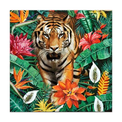 ADM - Print 'Tiger in the jungle' - Color Green - 80 x 80 x 3,5 cm