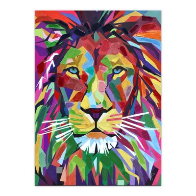 ADM - Affiche 'Pop Art Lion' - Multicolore - 70 x 50 x 3,5 cm