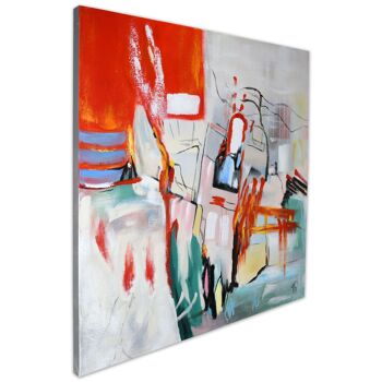 ADM - Peinture 'Abstract rock graffiti' - Couleur Rouge - 100 x 100 x 3,5 cm 2