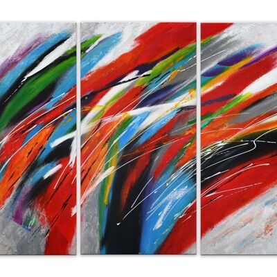 ADM - Painting 'Abstract trio multicolor wave' - Multicolor - 80 x 120 x 3,5 cm
