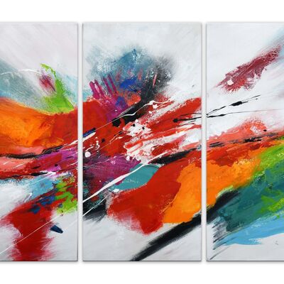 ADM - Tableau 'Trio multicolore abstrait' - Multicolore - 80 x 120 x 3,5 cm