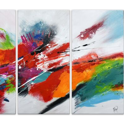 ADM - Tableau 'Trio multicolore abstrait' - Multicolore - 80 x 120 x 3,5 cm