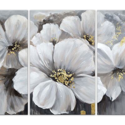 ADM - Dipinto 'Peonie bianche' - Colore Grigio - 80 x 120 x 3,5 cm