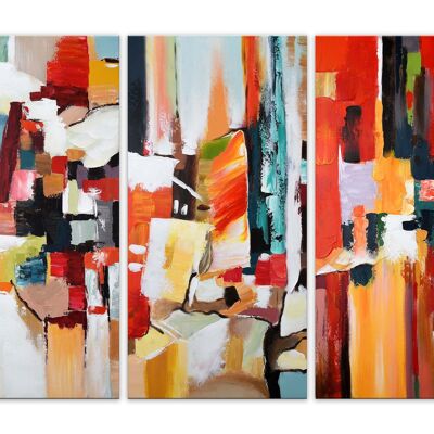 ADM - Painting 'Abstract multicolor graffiti trio' - Color Multicolor - 80 x 120 x 3,5 cm