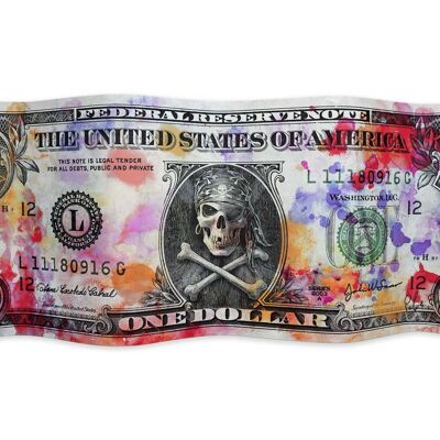 ADM - Stampa su alluminio 'Dollaro pirata' -  Colore Multicolore - 40 x 93 x 7 cm