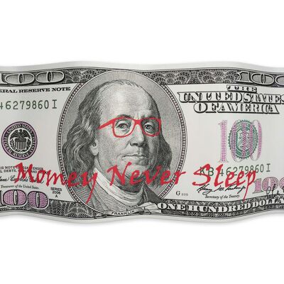 ADM - Stampa su alluminio 'Money Never Sleeps' -  Colore Grigio - 40 x 93 x 7 cm