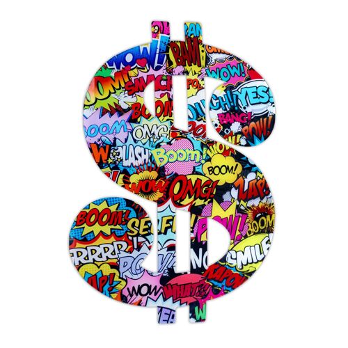 ADM - Stampa su plexiglass 'Dollaro Pop Art' -  Colore Multicolore - 70 x 50 x 0,4 cm