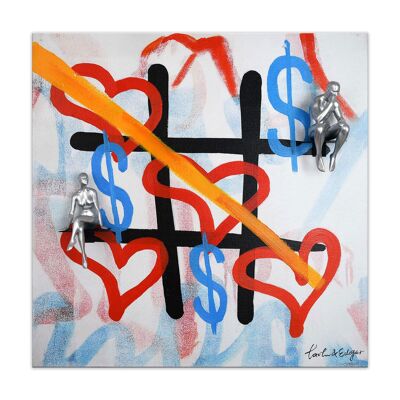 ADM - Sculpture painting 'Tris d'amore' - Multicolored - 50 x 50 x 10 cm
