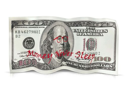 ADM - Scultura in metallo 'Money Never Sleeps' -  Colore Grigio - 15 x 27 x 3 cm