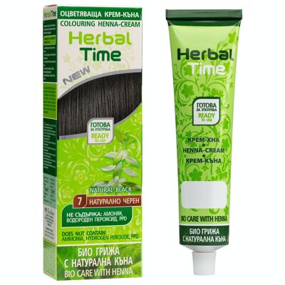 HERBAL TIME Natural Black #7 - Tinte natural para el cabello con henna
