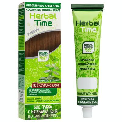 HERBAL TIME Marrón Natural #10 - Tinte para el cabello con henna natural