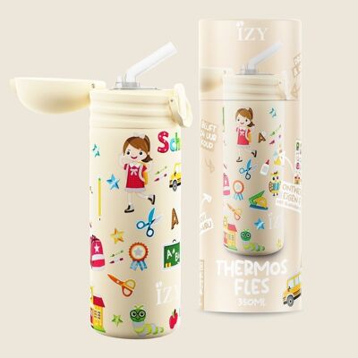 IZY Kinderen x Geel School - 350 ml & Drinkfles / waterfles / thermos / fles / geisoleerd / water / school / beker / Vacuümfles