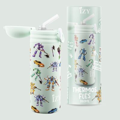 IZY Kinderen x Groen Transformers - 350 ml & Drinkfles / waterfles / thermos / fles / geisoleerd / water / school / beker / Vacuümfles