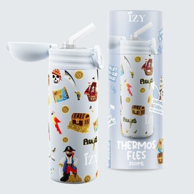 IZY Kinderen x Blauw Piraten - 350 ml & Drinkfles / waterfles / thermos / fles / geisoleerd / water / school / beker / Thermoskan