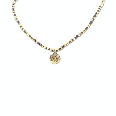 CO88 necklace brown beads w/ pendant IPG
