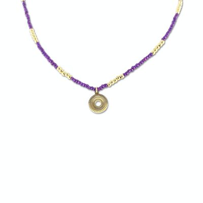 CO88 necklace purple beads w/ pendant IPG