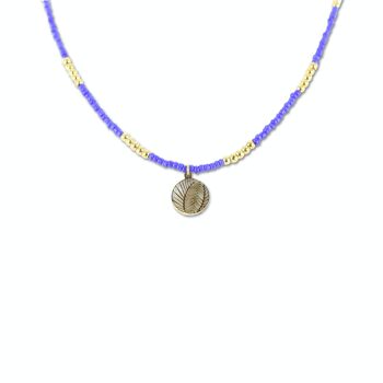 Collier CO88 perles bleues avec pendentif IPG