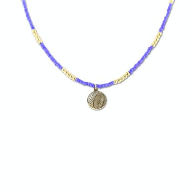 CO88 necklace blue beads w/ pendant IPG