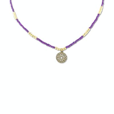 CO88 necklace purple beads w/ pendant IPG