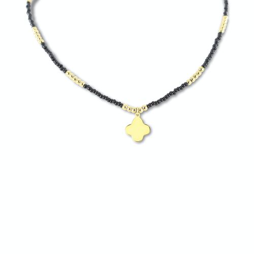 CO88 necklace black beads w/ pendant IPG
