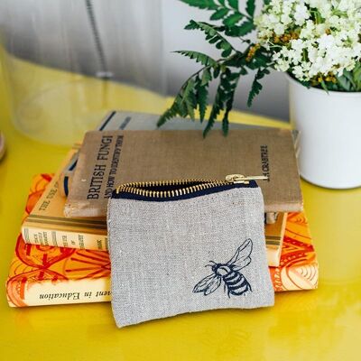 Bee Coin Purse Pure Linen