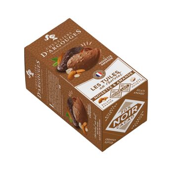 ÉTUI - TUILES AU CHOCOLAT ASSORTIES ÉCLATS DE NOISETTES CHOCOLAT LAIT 33% DE CACAO - ÉCLATS D'AMANDES CHOCOLAT NOIR 70% DE CACAO 3